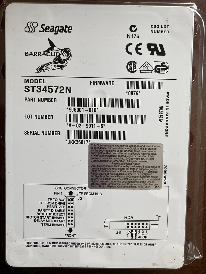 ST34572N, 3.5", 4.5GB, 50PIN SCSI - Image 2 of 2