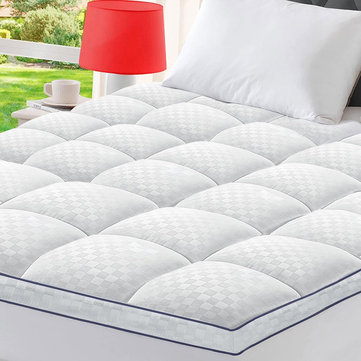 King Mattress Topper Extra Thick Pillowtop Cooling Plush Mattress Pad Cover Prot
