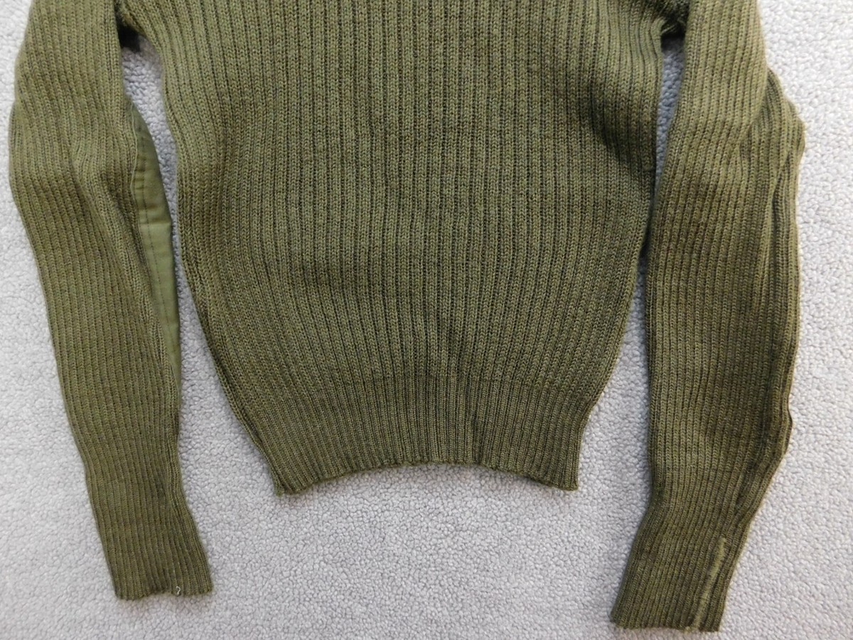 Vtg US Marines Sweater Mens 36 Olive Green Knit Wool