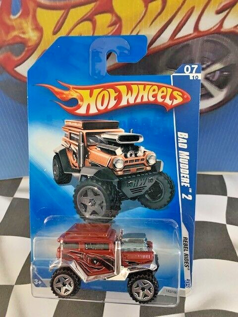 Hot Wheels 2009 Rebel Rides 7/10 143 Bad Mudder 2 RED OR5SP