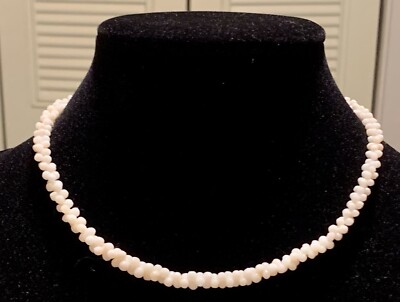 Antique Georgian Genuine Angel Skin Coral Barbell Bead Pink Necklace Bow  Clasp