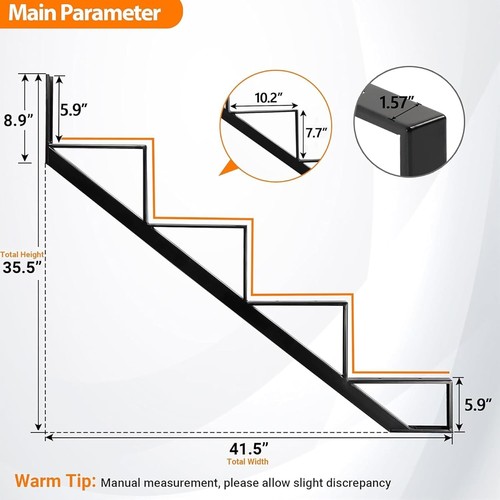 Secure 4-Step Metal Stair Stringer with Easy Installation - 3000 lbs Load - Picture 5 of 10