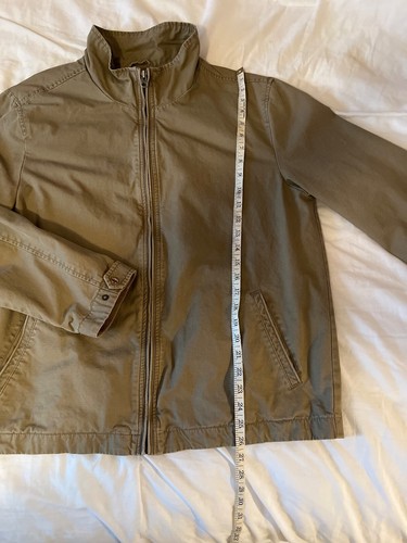 Canvas Merona Men's Jacket Khaki Utility Cargo Zip Up Y2K Coat Size Large - Picture 3 of 8