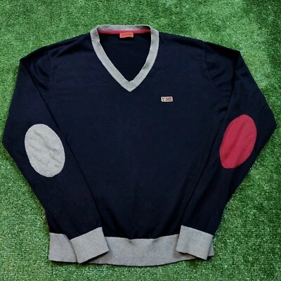 Napapijri pull col V homme S-M bleu marine sweat Norvège décontracté léger - Photo 1/4