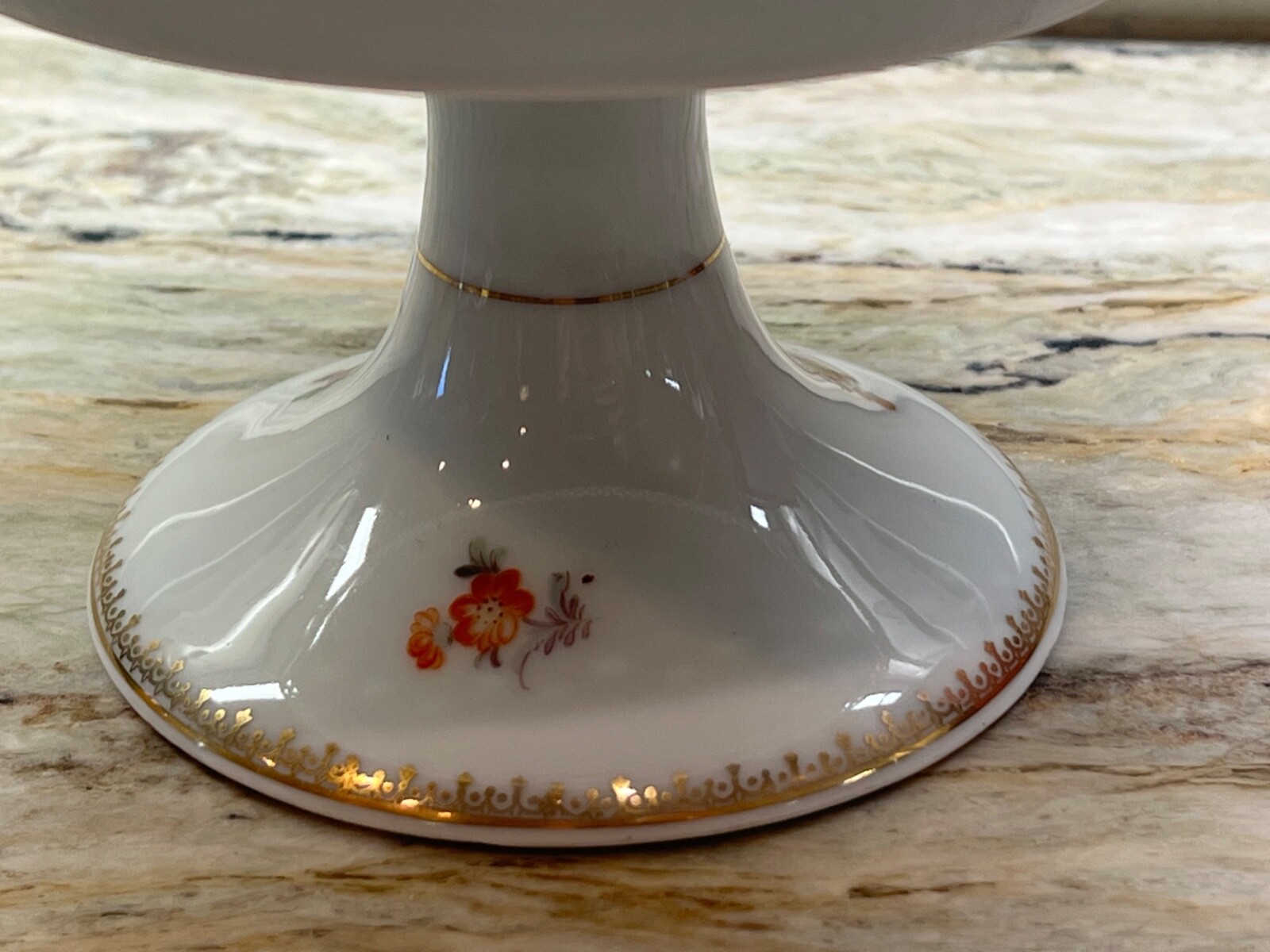 Schumann Porcelain Pierced Pedestal Footed Plate Compote Floral Bavaria Dresden