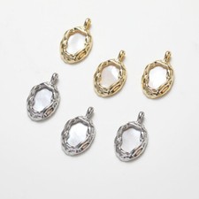 4pc Oval White Shell Charm,Gold/Silver Tone Oval Irregular Pendant,Earring Charm