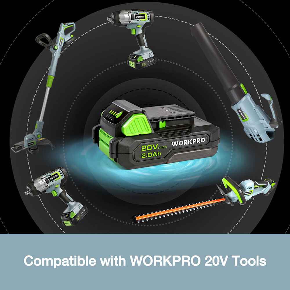 WORKPRO 20V Cordless Handheld Leaf Blower 340CFM 17000RPM 85MPH Jet Fan Sets 2A