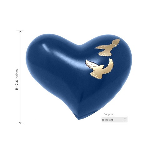 Flying Doves Small Funeral Heart Keepsake Urn For Ashes - Picture 4 of 5