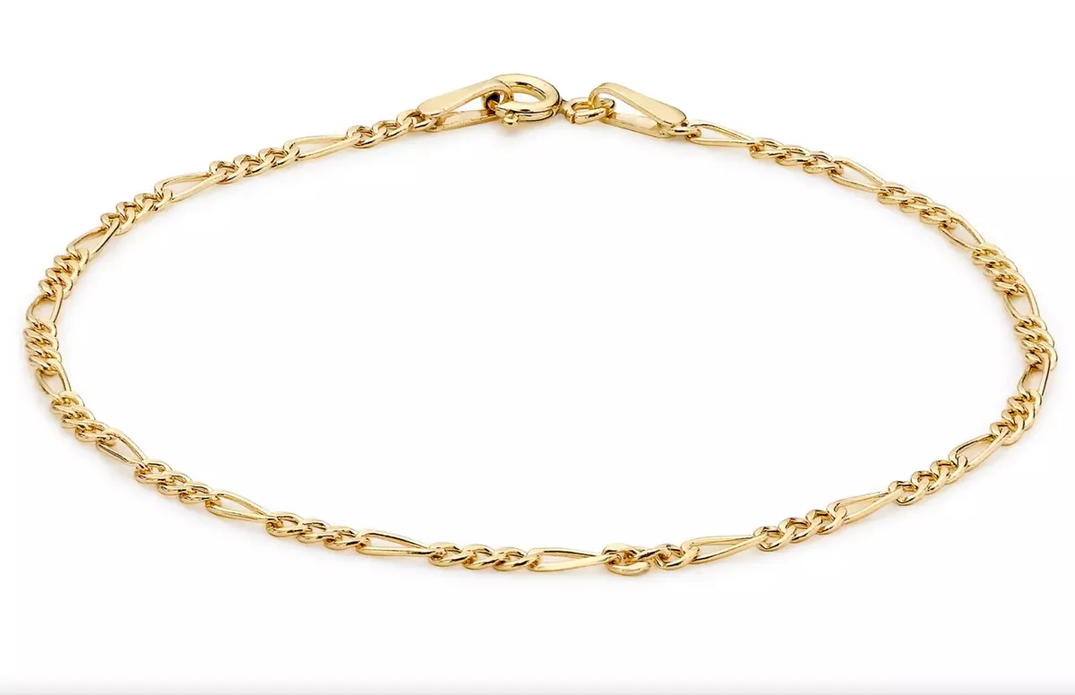 9ct Gold Figaro Ankle Bracelet 10.5 inch ANKLET Solid 9ct Gold 2.5mm Width