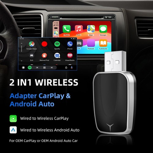 2 in1 Wireless Carplay Android Auto Adapter WiFi BT Auto Connect Mini USB Dongle - Picture 5 of 10