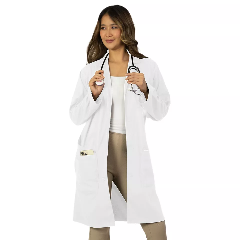 HeedFit Unisex 40" Lab Coat Poly-Cotton Long Sleeve, 5 Pockets and Pen Slot - Image 3 of 4