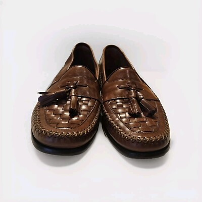 Bass Mens Bellagio Dress Loafers 9.5M Leather Brown Woven  display picture 1
