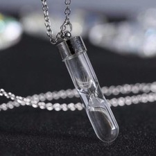 Image of Hourglass Dandelion Wish Pendant Necklace Glass Charm Dandelion