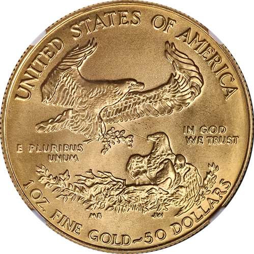 1987 Gold American Eagle $50 NGC MS69 ERROR - Reverse Struck Thru