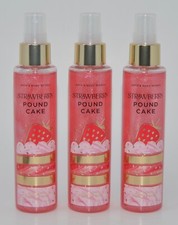 3 NEW BATH  BODY WORKS STRAWBERRY POUND CAKE DIAMOND SHIMMER MIST SPRAY 4.9 OZ