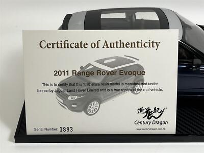 Range Rover Evoque 2011 Baltic Blue 1:18 Scale Century Dragon