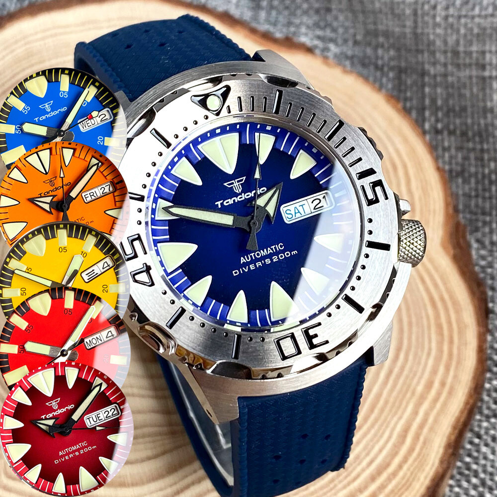 Tandorio 200m Monster 42mm Men Watch NH36A Automatic Blue