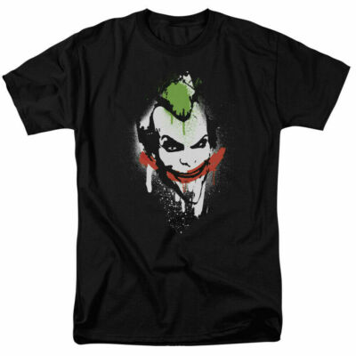 Batman Joker Spray Paint Smile T Shirt Licensed Comic Book Tee
