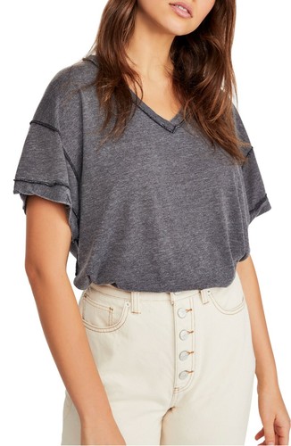 Free People Black All Mine Back Cutout Tee Women's Size Small L67940