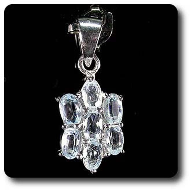 Pendentif Topaze Bleue - Argent 925 Et Plaqué Or Rose 14K - Pierre Synthétique 9.26 Carats