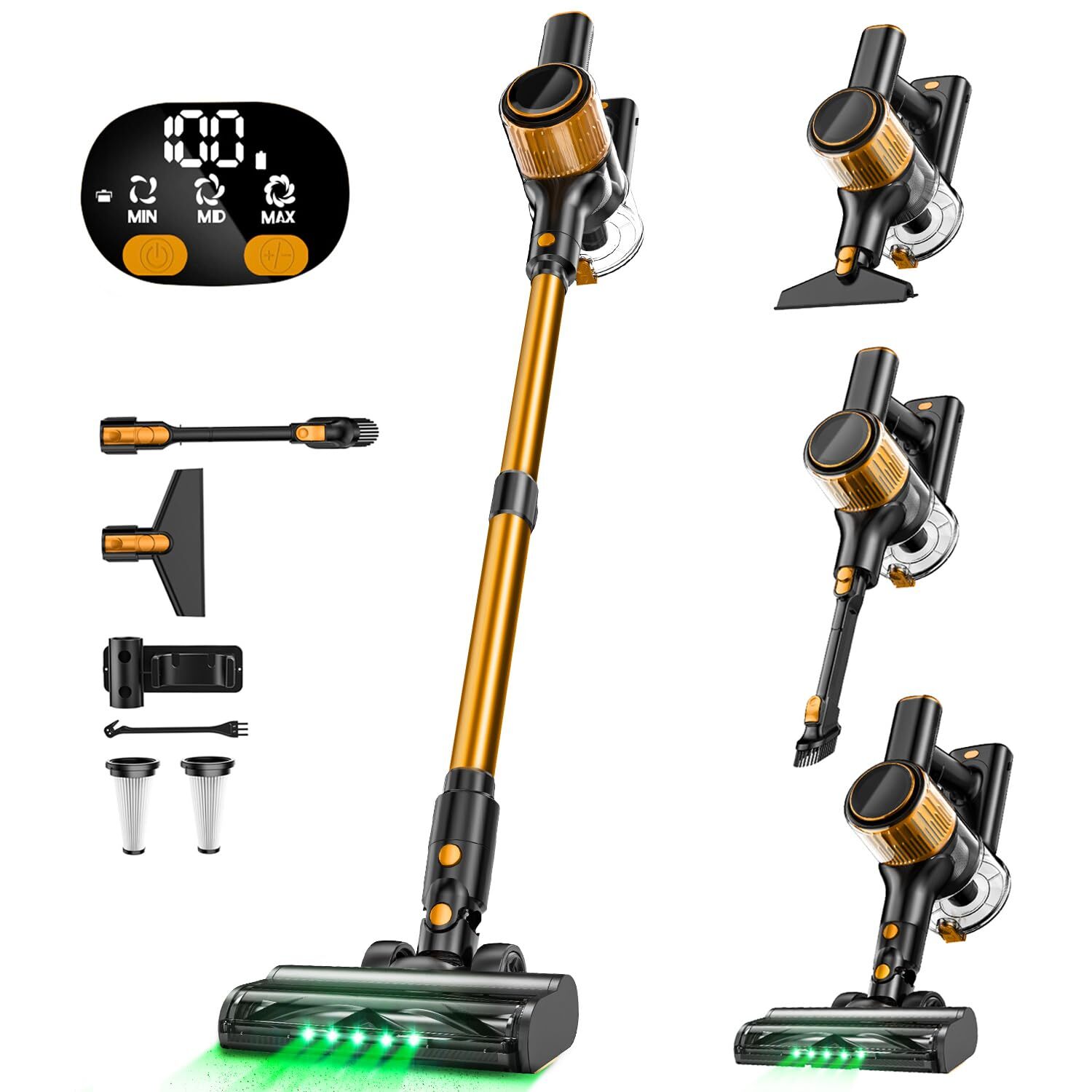 Cordless Vacuum Cleaner, 350W/30Kpa 8 in 1 Powerful Stick Vacuum, with Anti-T...