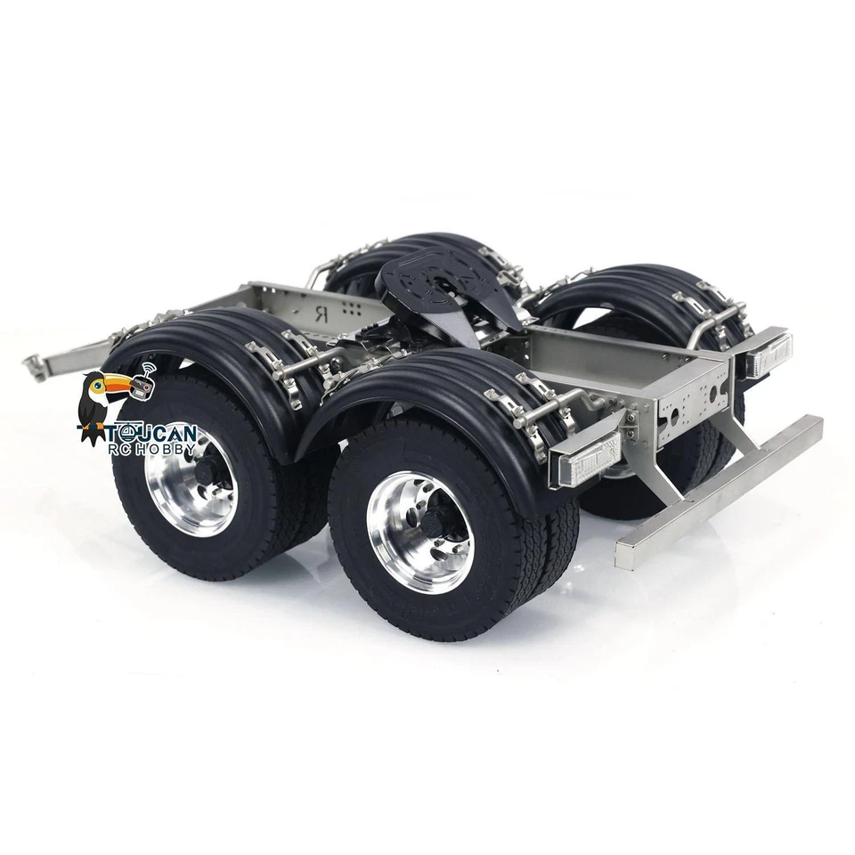 2 Axles Metal Trailer with Fifth-wheel Traction for 1/14 LESU RC Car Truck Lorry - Image 4 of 4