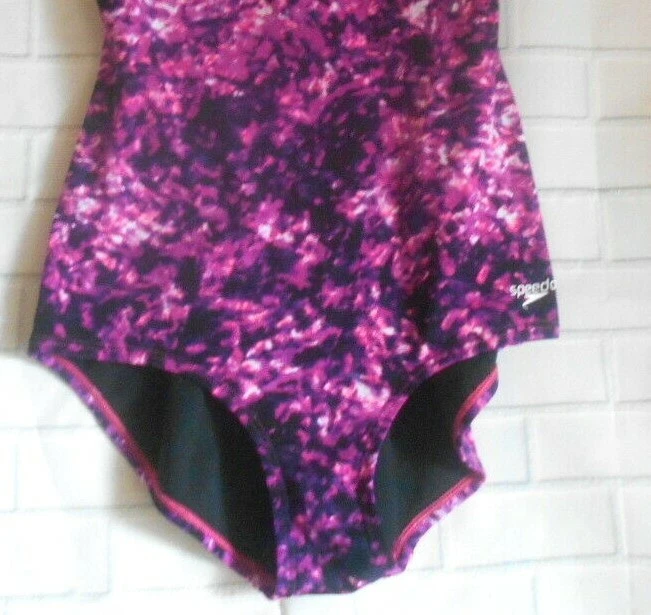 Traje de baño Speedo para mujer rosa blanco negro tye dye forrado de una pieza talla 8 playero Foto 3 de 4