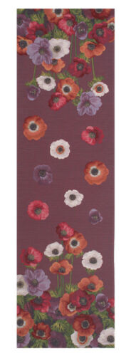 Anemones Purple European Woven Jacquard Tapestry Table Runner Decorative Mat - Picture 1 of 4