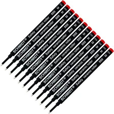 Schmidt 888 Safety Ceramic Rollerball Refill-Red Ink (Medium Tip 0.7mm)- 12 Pack