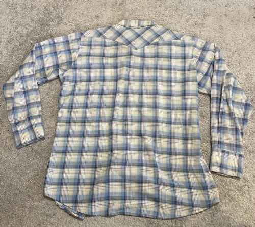 Vintage Big Mac JCPenny Mens Pearl Snap Shirt Size XLT Plaid Blue Western - Picture 8 of 8