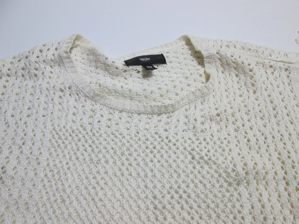 Suéter con Capa Mossimo Para Mujer Talla XS Marfil Borlas Cuello Redondo Informal Foto 3 de 4