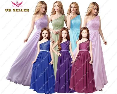 ANGEL FASHION New 2018 Long Chiffon Formal Evening Prom Party Bridesmaid Dresses Lace back