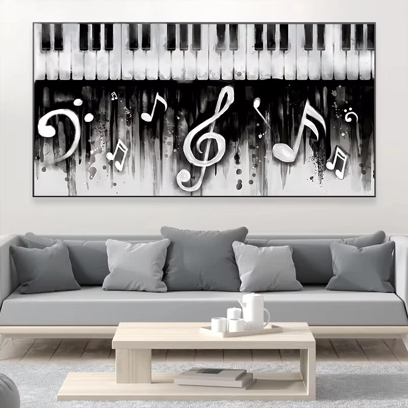 Instrumento de piano abstracto música lienzo pintura póster sala decoración del hogar Foto 3 de 3