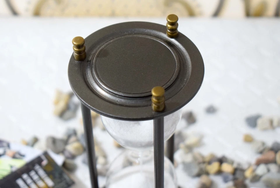 Reloj Reloj Reloj de Arena atemporal - Acabado Latón Antiguo, Arena Blanca - Pieza de Coleccionista Foto 2 de 4