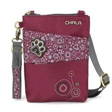 CHALA PAW PRINT CV Evolution Cellphone Crossbody Handbag Purse (Burgundy) NWT