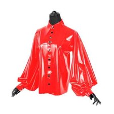 Vintage Chic Women Blouse Shiny PVC Leather B...