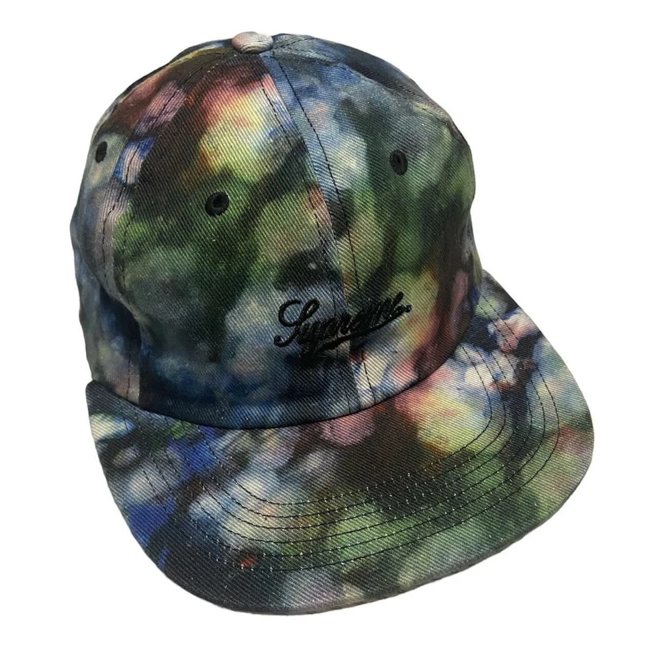 Supreme x Liberty cravate noire colorant sergé 6 panneaux chapeau chapeau camp logo 2015