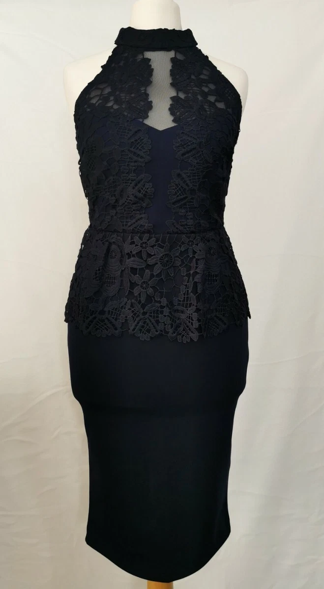 Lipsy halterneck lace clearance dress