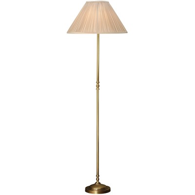 Luxus Georgische Stehlampe massiv Messing & beige Organza Plissee Schirm 1,75m hoch