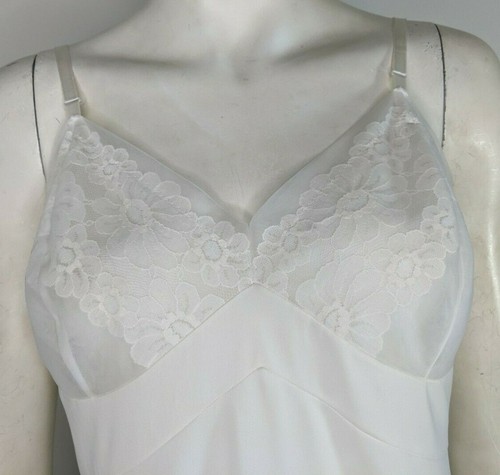 Vintage Slip Vanity Fair Daisy weiß Blumen Spitze Nylon Vintage Unterkleid 38 - Bild 2 von 10