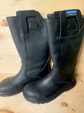 Cosmas 6.5 Mens 14" Firefighter Structure Leather Boots Black leather Heat Resis