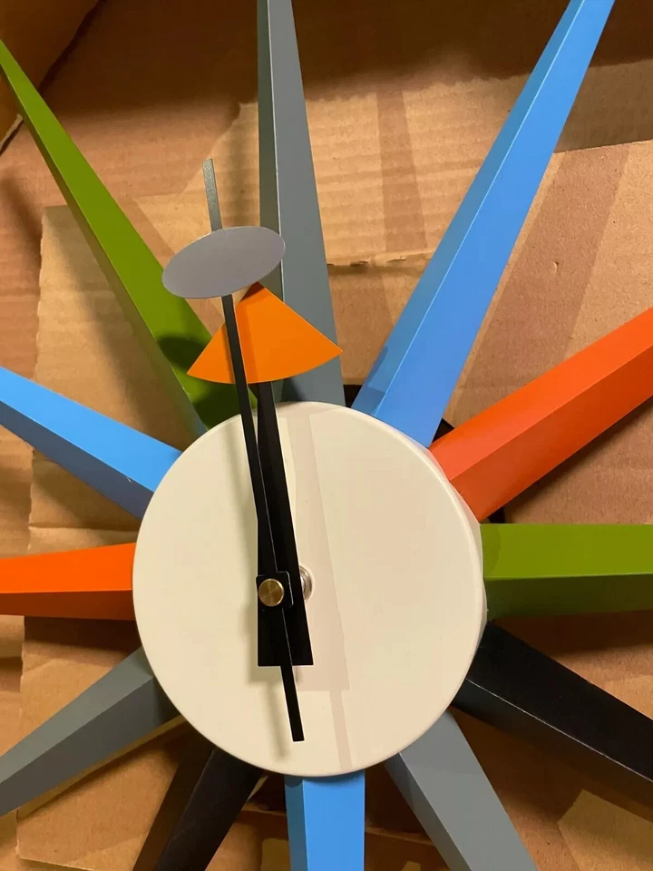 George Nelson Sunburst Wall Clock Multi Color Reproduct Design Furniture Mid 20 - Image 4 of 4