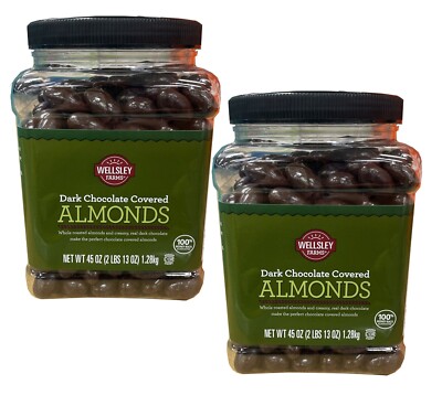 2 packs Wellsley Farms Dark Chocolate Covered Almonds, 45 oz.