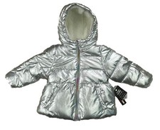 MEMBER'S MARK Girl's Silver Puffer Jacket Size 2T Full Zip Hooded