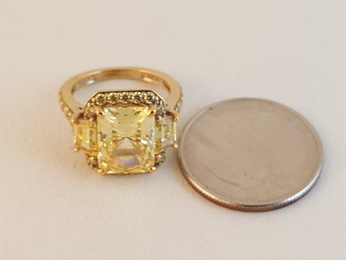 Brillantschliff Gelb CZ Sterlingsilber Vermeil Ring Gr. 6 JD - Bild 2 von 15