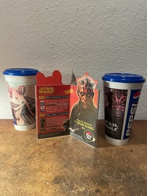 Pizza Hut Germany Star Wars Episode 1 Table Display and 2 Large Pepsi Cups RARE!
