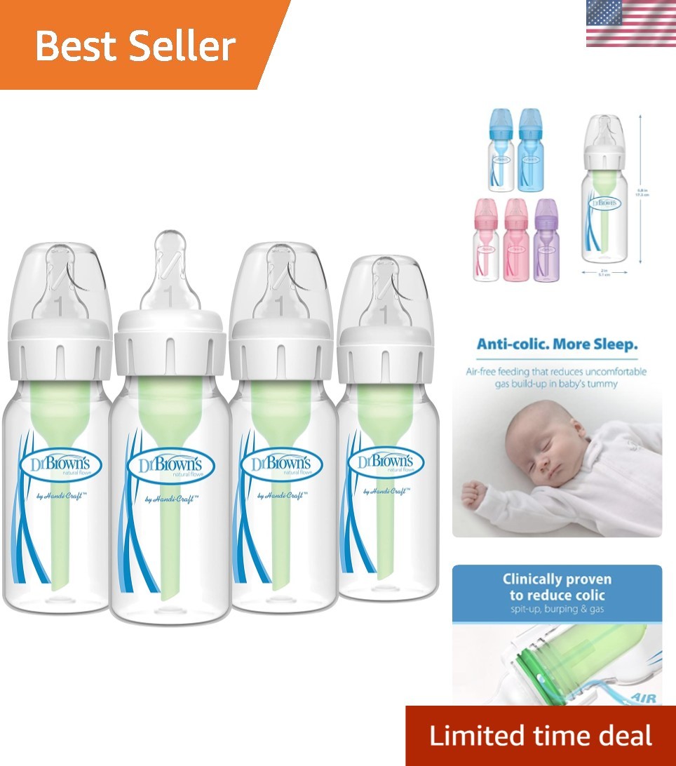 Natural Flow Anti-Colic Options+ Narrow Baby Bottle, 4 oz/12