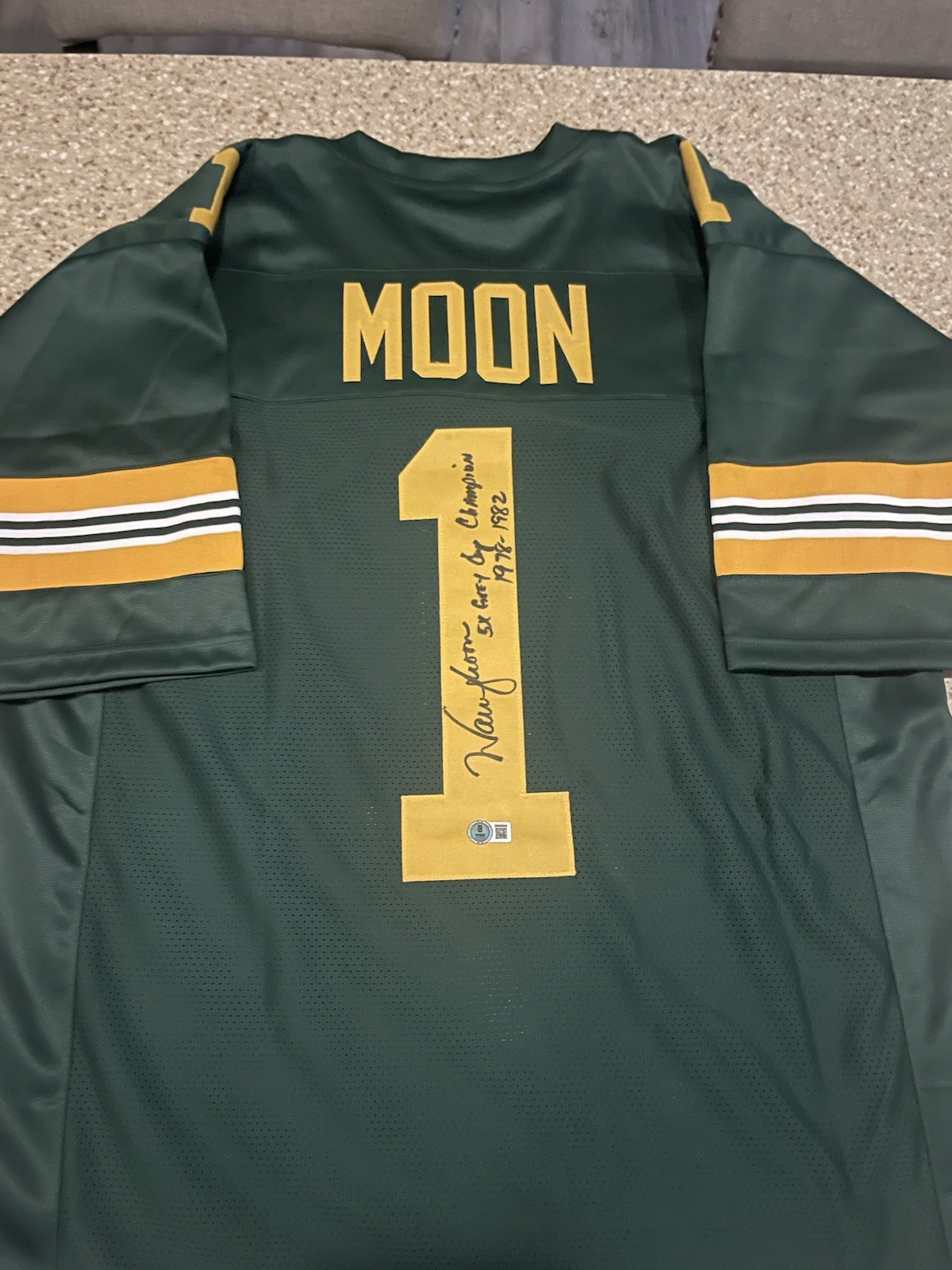 Warren Moon Autographed Signed Edmonton Eskmos #1 Edmonton Eskimos CFL Jersey w/inscription Beckett Hologrm 