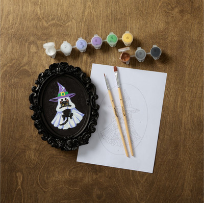   Mini Ghost Witch Cat Framed Paint By Number Art Kit Artists Loft Halloween  