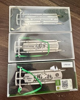 John Deere Sled Ornaments (2001 2009 & 2016)